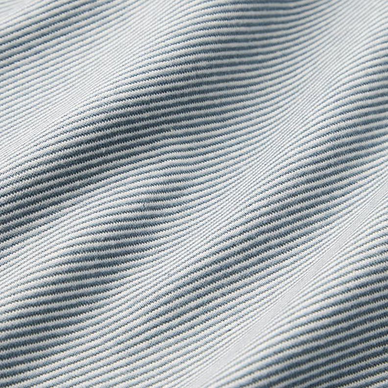 Tejido para puños con rayas estrechas – azul vaquero/blanco lana,  image number 2
