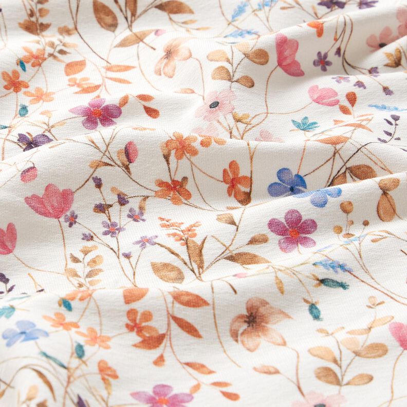 GOTS Felpa francesa veraniega Mar de flores secas Impresión digital – marfil,  image number 2