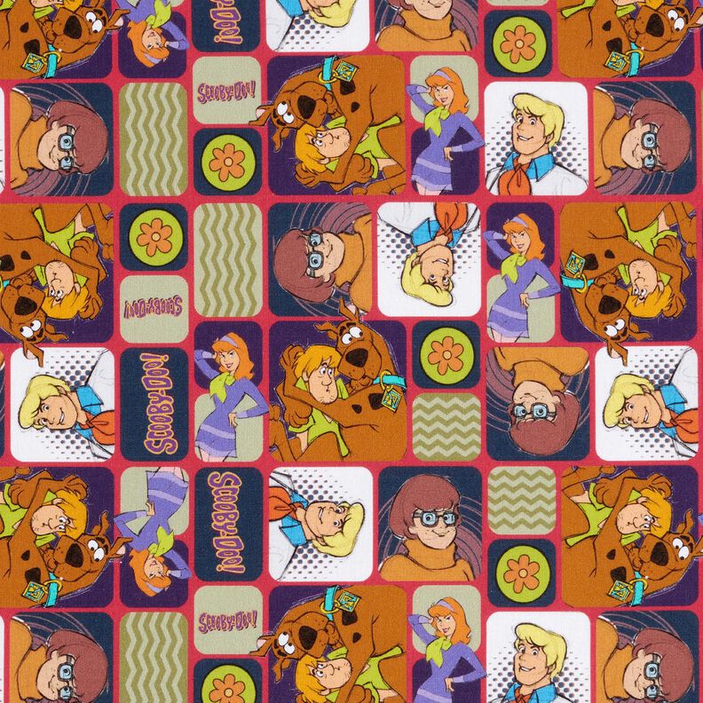 Popelina de algodón Scooby Doo como cómic Telas con licencia – rojo/mezcla de colores,  image number 1