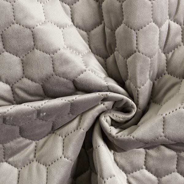 Tela de tapicería Terciopelo acolchado en diseño de panal – gris,  image number 5