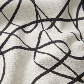 Tela decorativa Jacquard Líneas abstractas – marfil/negro, 