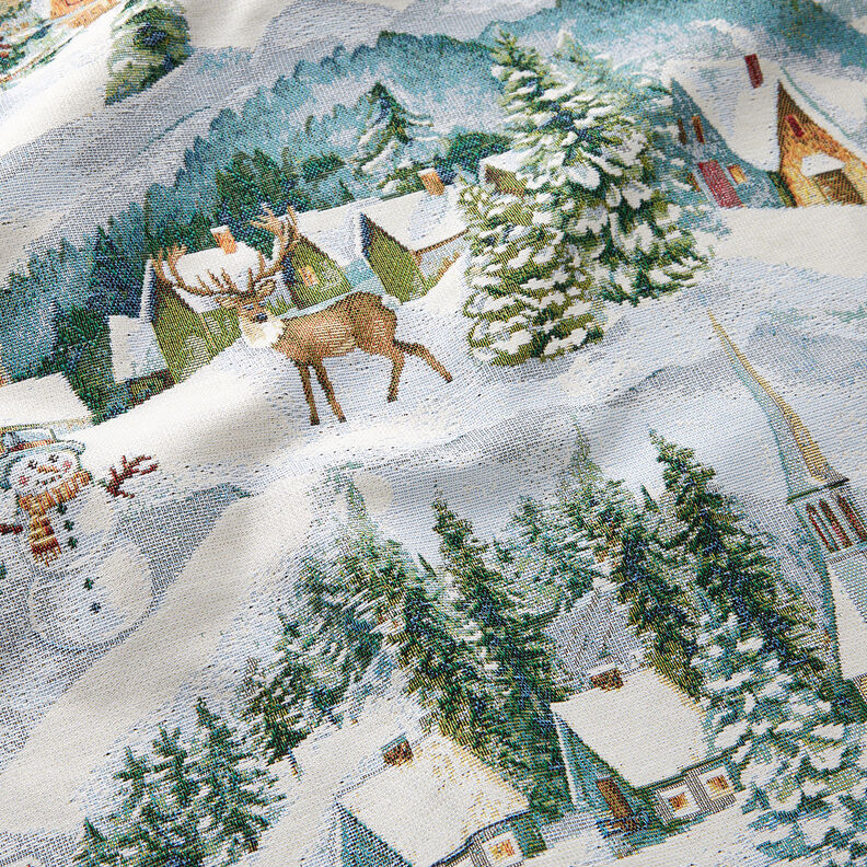 Tela decorativa Tapiz Paisaje invernal – marfil/turquesa claro,  image number 2