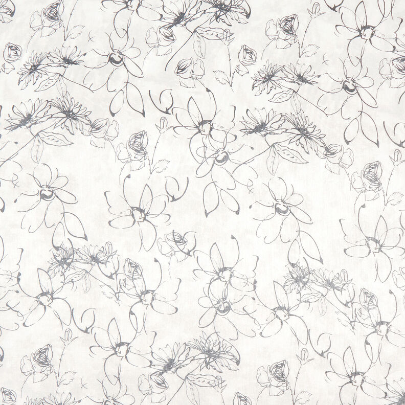 Mezcla viscosa brillo metalizado dibujo floral – blanco/negro,  image number 1