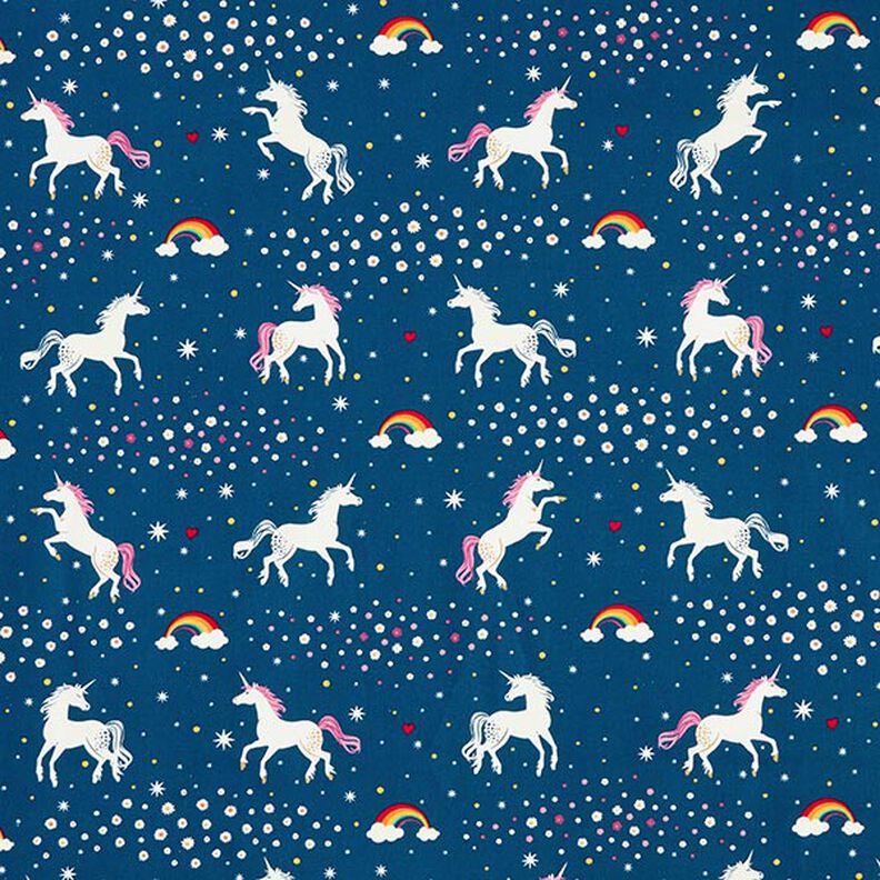 Tela decorativa Unicornios bailando Brilla en la oscuridad – azul océano/rosa,  image number 11