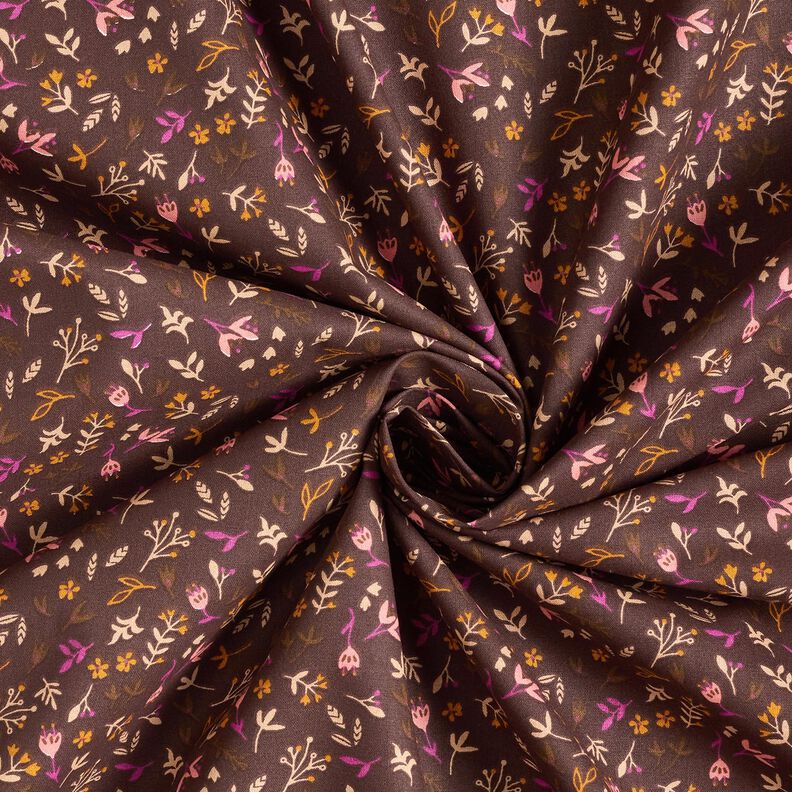 Tela de algodón Cretona Ramas pequeñas – marrón oscuro/uva,  image number 3