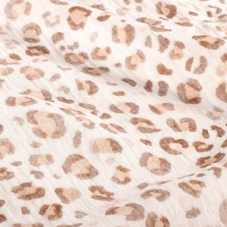 Muselina/doble arruga Acuarela leopardo Impresi&oacute;n digital &ndash; marfil,  image number 2