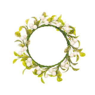 Decoración Guirnalda Floral con bayas [Ø 9 cm/ 16 cm] – blanco/verde, 