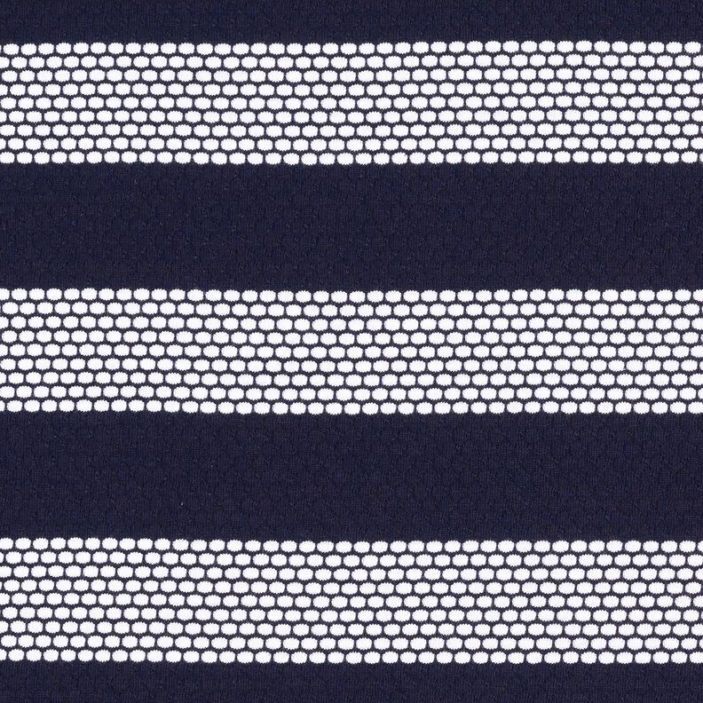Tela de jersey de algodón Rayas punteadas – azul marino/blanco,  image number 1