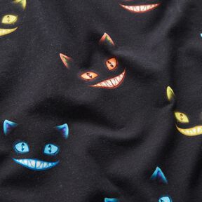 Felpa francesa veraniega Gato sonriente Impresión digital – negro/mezcla de colores, 