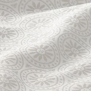 Telas para exteriores Jacquard Adornos círculos – gris claro/blanco lana, 