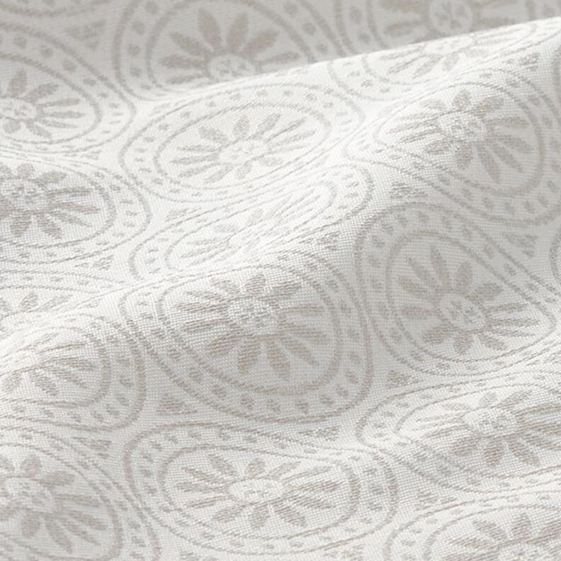 Telas para exteriores Jacquard Adornos círculos – gris claro/blanco lana,  image number 2
