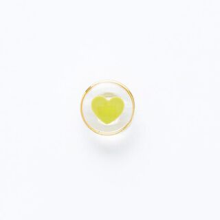 Botón con ojal con diseño de corazón y borde dorado [ Ø 11 mm ] – amarillo/dorado, 