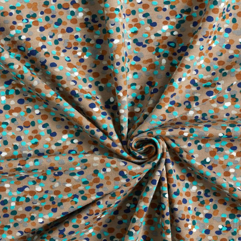 Tela de jersey de algodón Confeti de colores – duna/abeto azul,  image number 3