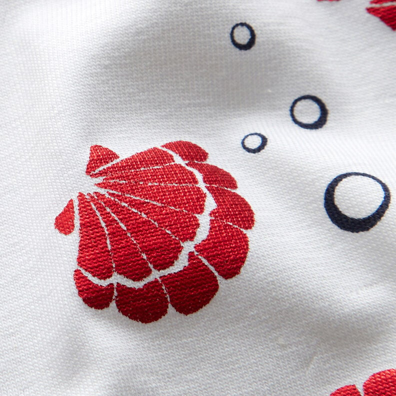Tela de jersey de algodón Conchas Metálico – blanco/rojo,  image number 4