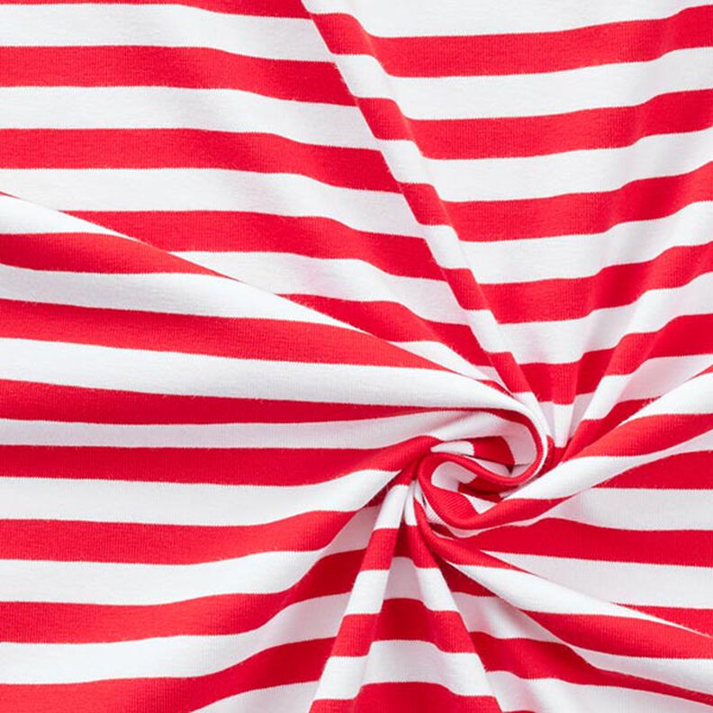Tela de jersey de algodón Rayas anchas – rojo/blanco,  image number 3
