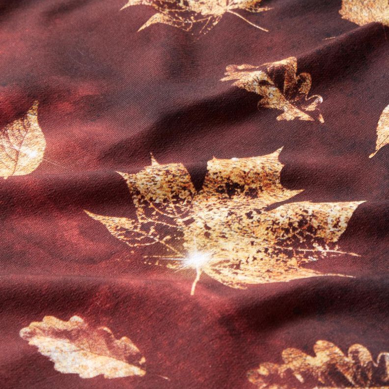 Felpa francesa Otoño dorado | Glitzerpüppi – borgoña/dorado | Retazo 50cm,  image number 7