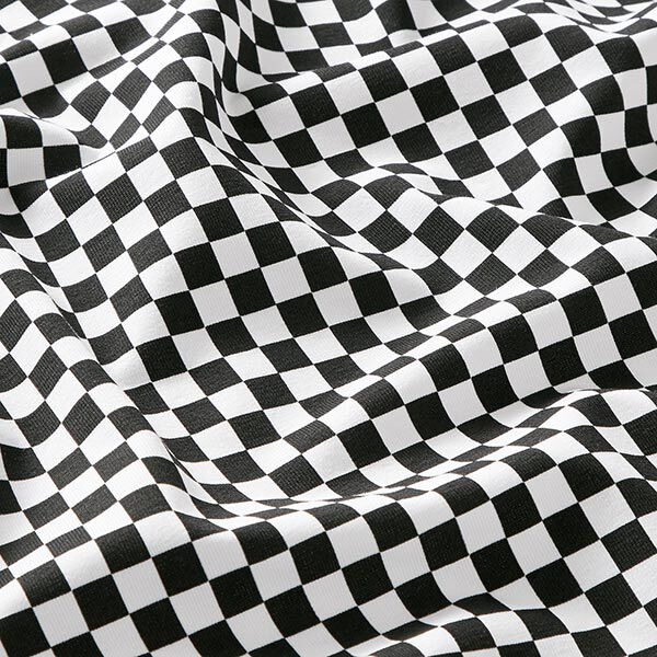 Tela de jersey de algodón Tablero de ajedrez [9 mm] – negro/blanco,  image number 2