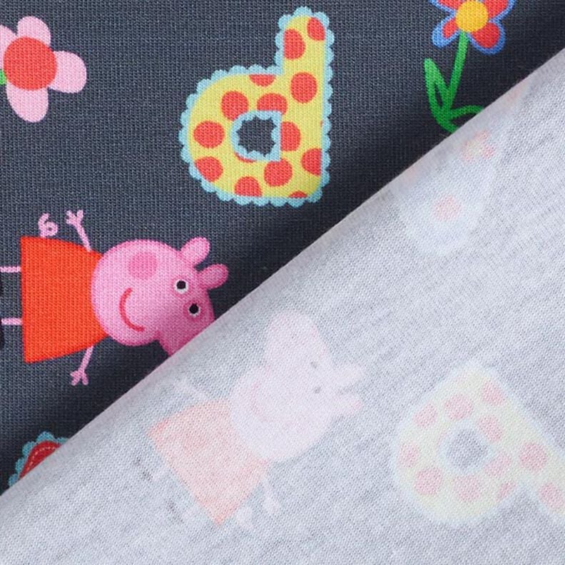 Tela de jersey de algodón Telas con licencia Letras y flores de Peppa Pig | ABC Ltd. – gris,  image number 4