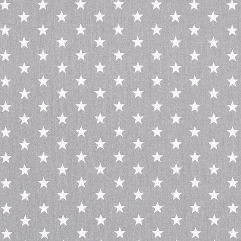 Popelina de algodón estrellas medianas – gris/blanco,  image number 1