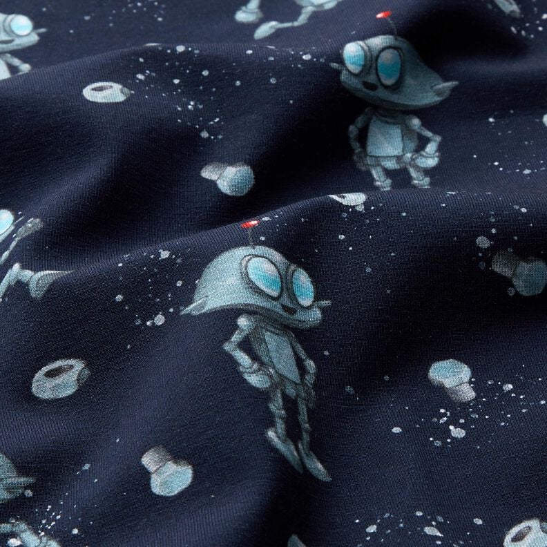 Tela de jersey de algodón Robots | Glitzerpüppi – azul marino,  image number 1