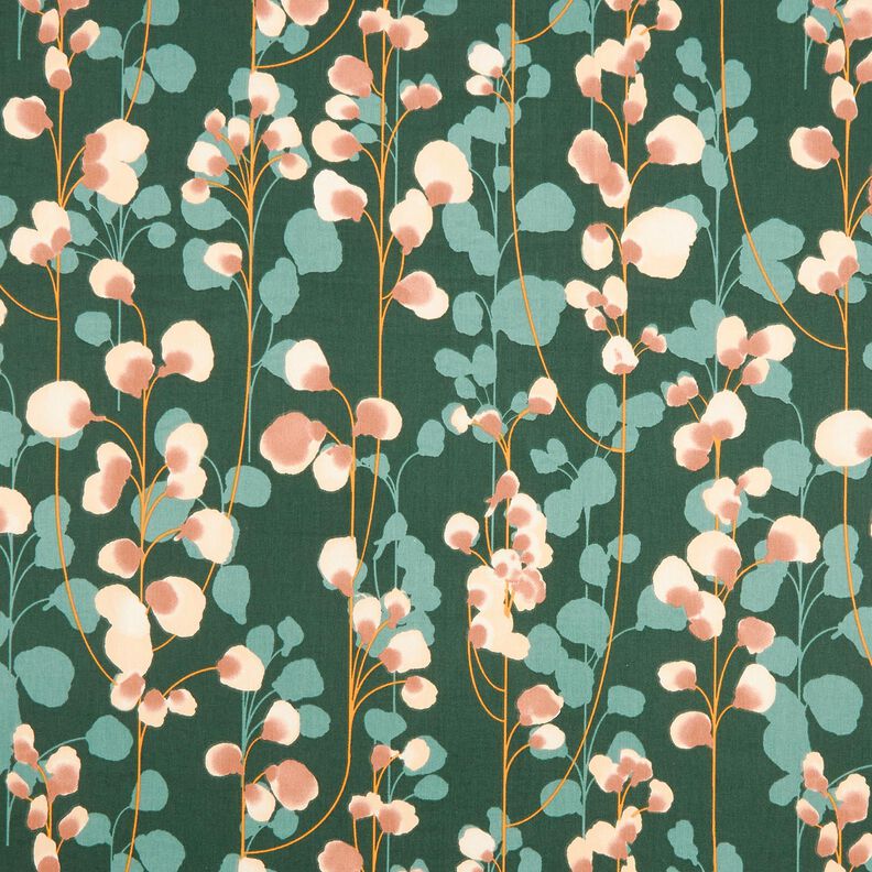 Sat&eacute;n de algod&oacute;n Plantas trepadoras &ndash; verde oscuro/arena,  image number 1