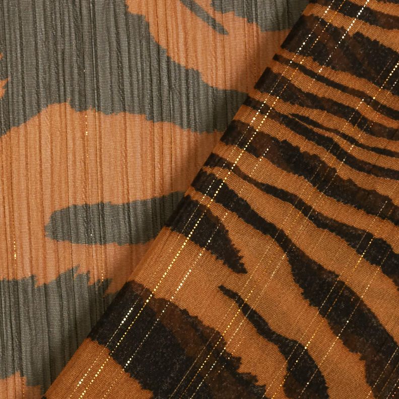 Gasa con estampado de tigres a rayas brillantes – negro/cobre,  image number 4