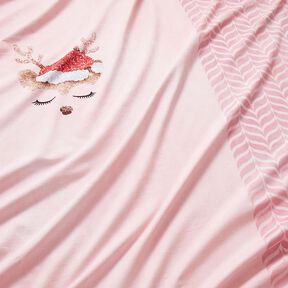 Tela de jersey de algodón Ciervo brillante dormido Panel | Glitzerpüppi – rosado/rosa viejo claro, 