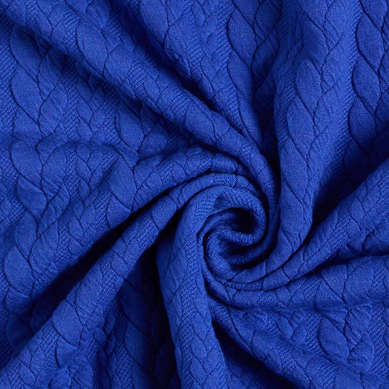 Tela de jersey jacquard Cloqué Punto trenzado – azul real,  image number 3