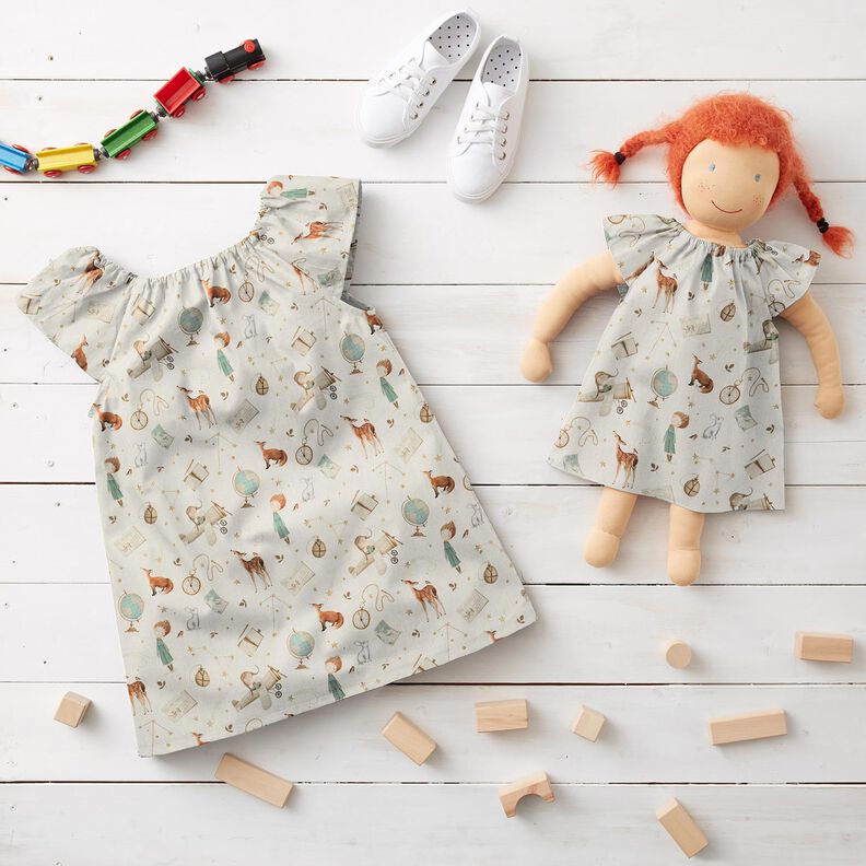 Popelina de algodón Pequeño explorador Impresión digital – marfil,  image number 6