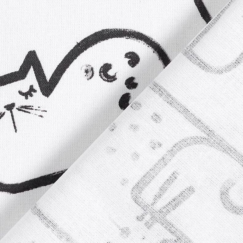 Tela de algodón Cretona Bocetos de gatos – negro/marfil,  image number 4
