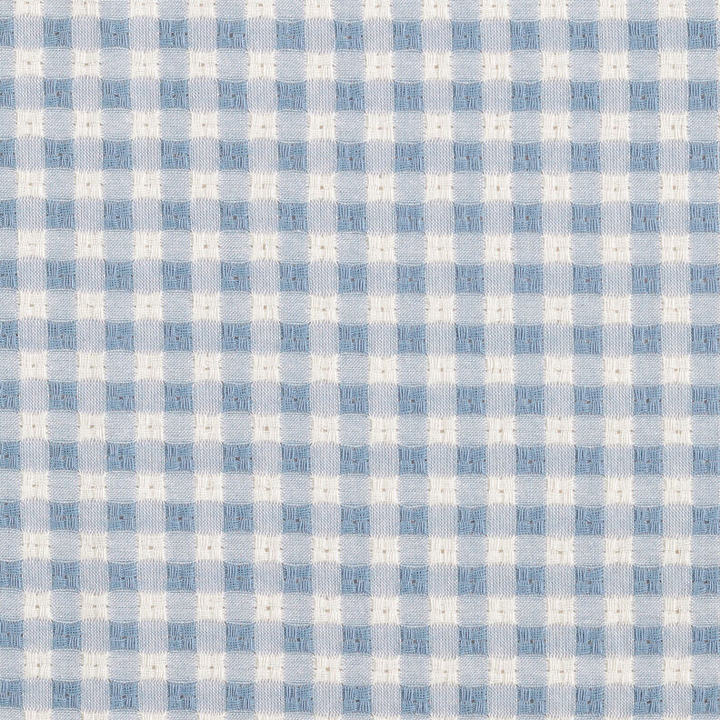 Tela de algodón con estructura a cuadros – blanco/azul claro,  image number 1