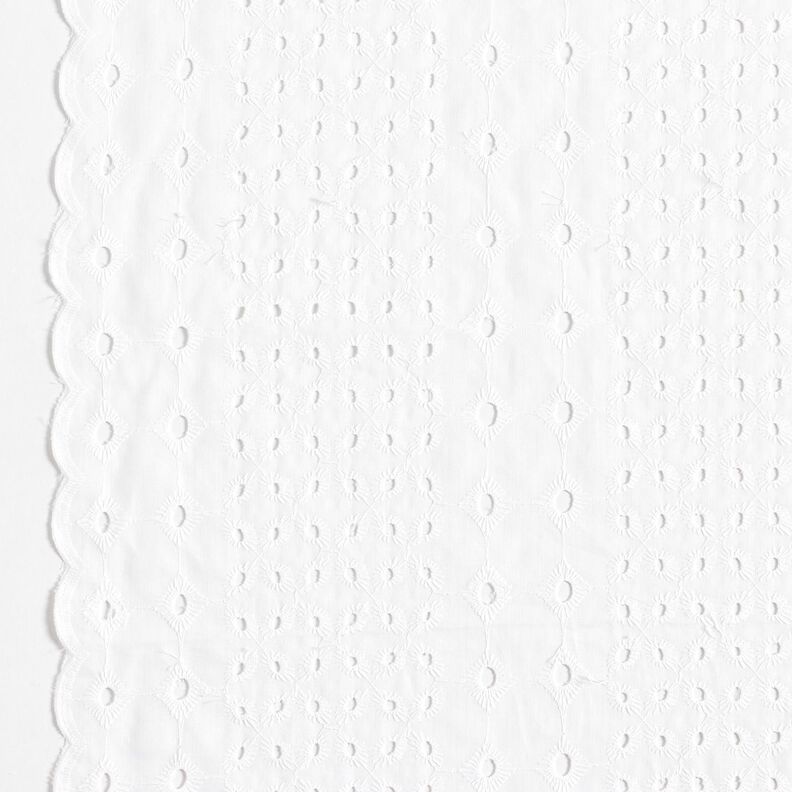 Tela de algodón con adornos bordados con ojales – blanco,  image number 1