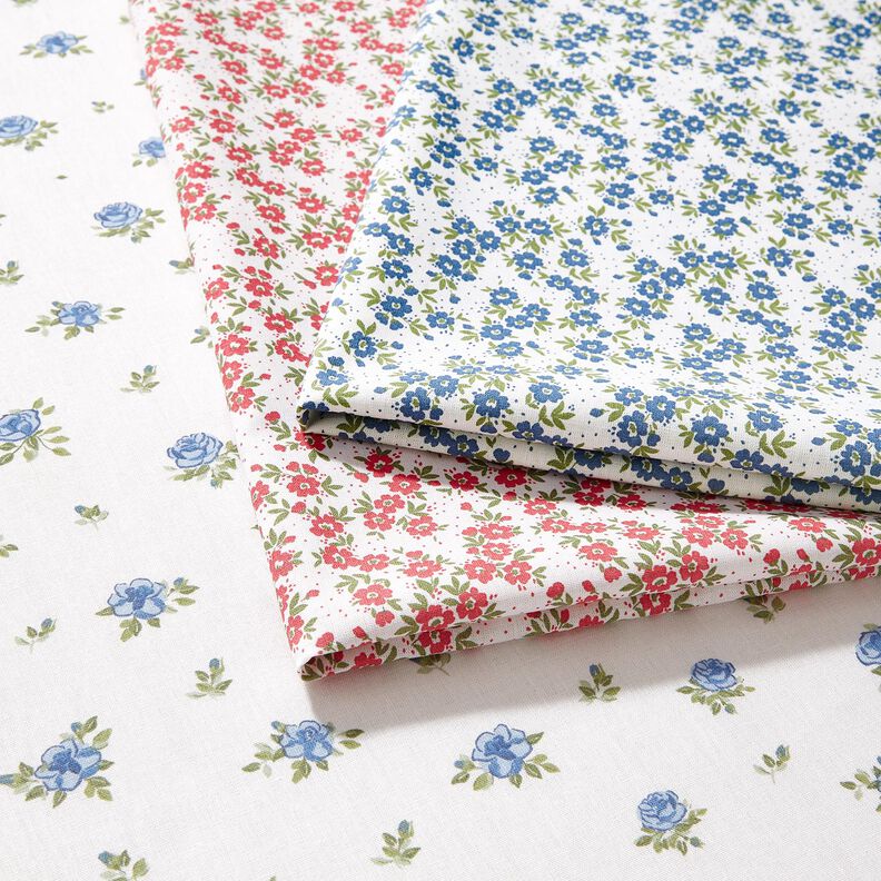 Popelina de algodón Mar de flores – rojo/blanco,  image number 5
