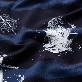 Tela de jersey de algodón Anclas y barcos | Glitzerpüppi – azul marino, 