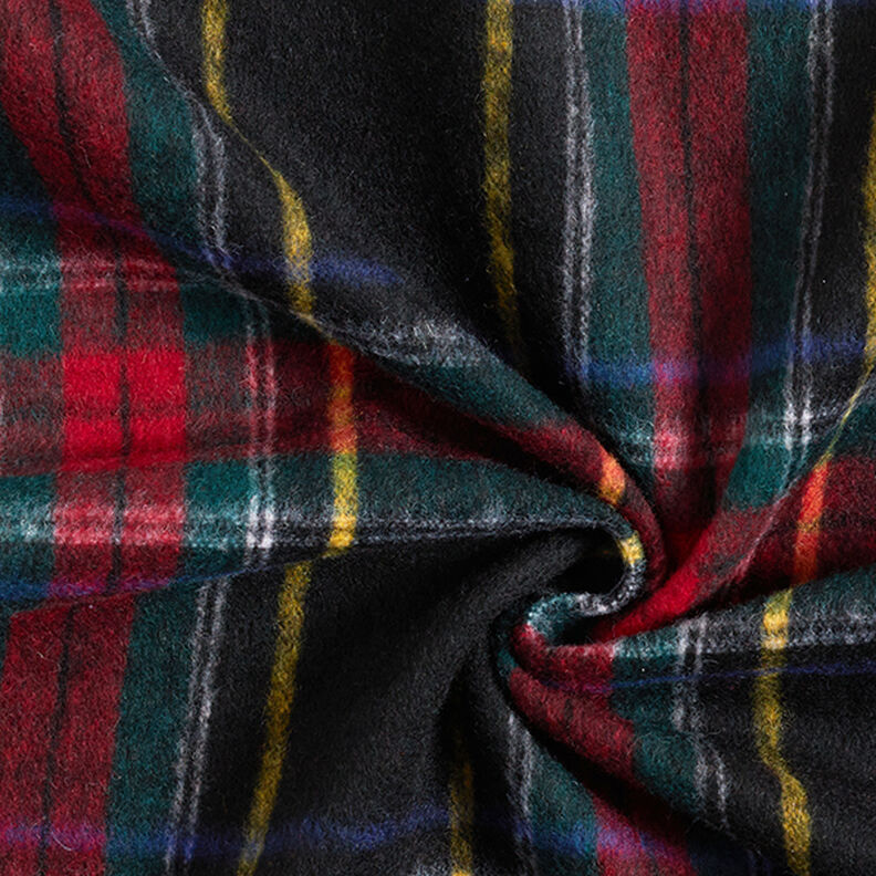 Tela de lana virgen para abrigo a cuadros escoceses – negro/rojo,  image number 3