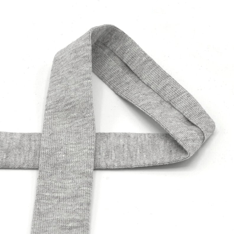 Cinta al biés Tela de jersey de algodón Melange [20 mm] – gris claro,  image number 1