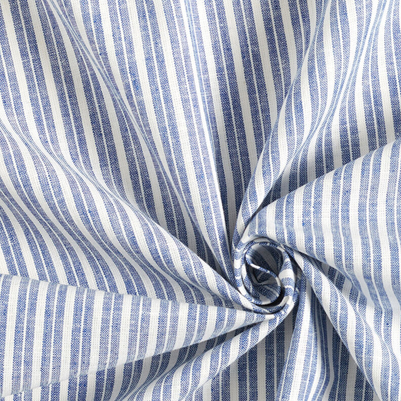 Mezcla de lino y algodón Rayas anchas – azul vaquero/blanco lana,  image number 3