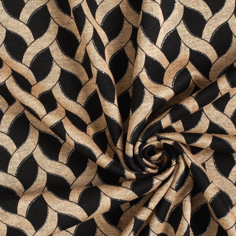 Tela de jersey de viscosa Patrón de brillantina – negro/albaricoque,  image number 3