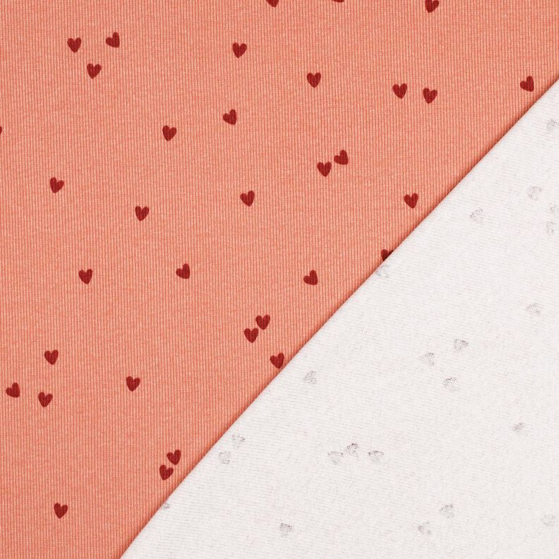 Jersey canelado Corazones dispersos | Poppy Fabrics – salmón/rojo oscuro,  image number 4