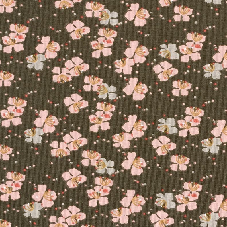 Tela de jersey de algod&oacute;n Florecitas delicadas &ndash; caqui,  image number 1
