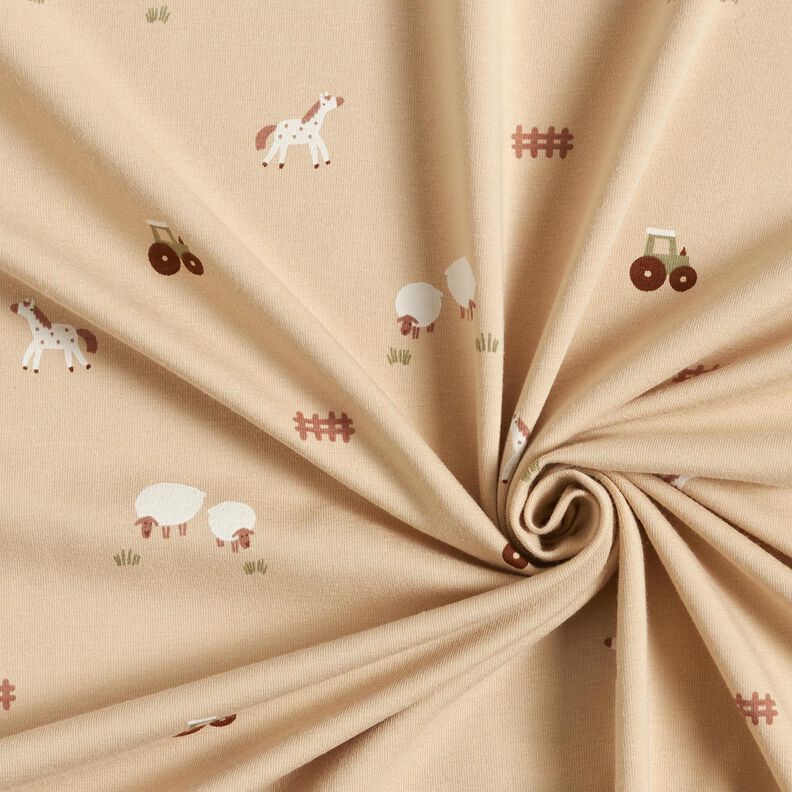 Tela de jersey de algodón Granja – almendra,  image number 3