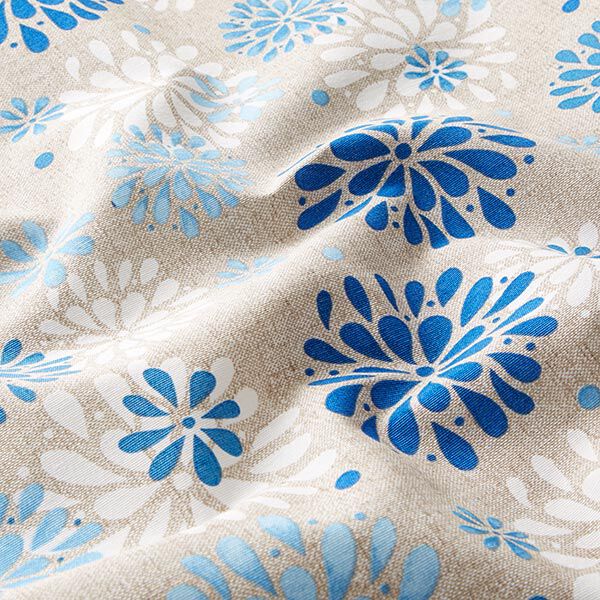 Tela decorativa Lona Flores – azul/blanco,  image number 2