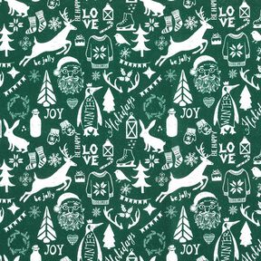 Tela de algodón Cretona Felices fiestas – abeto azul/blanco, 