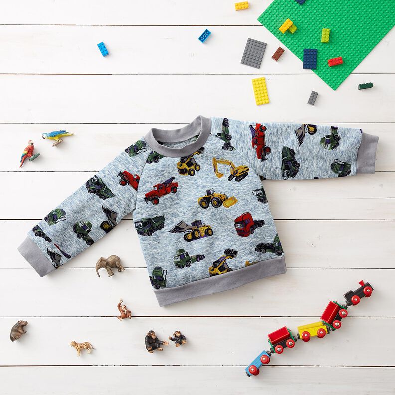 Polar alpino Camiones y excavadoras &ndash; azul vaquero/gris | Retazo 70cm,  image number 5