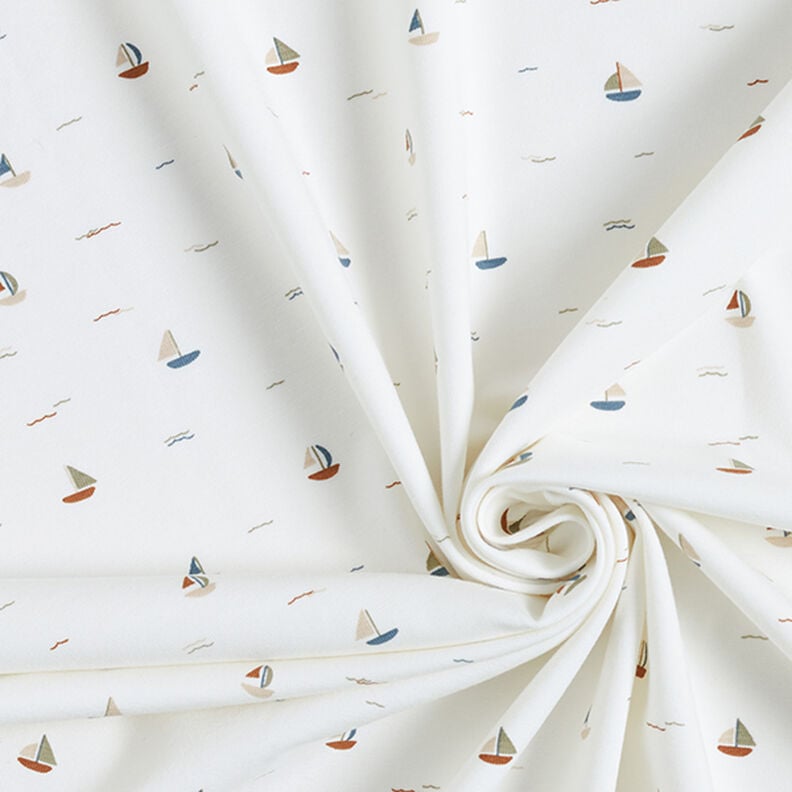 Tela de jersey de algodón Barco de vela  – blanco lana,  image number 3