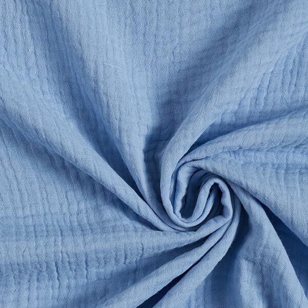 GOTS Muselina de algodón de tres capas – azul metálico,  image number 1