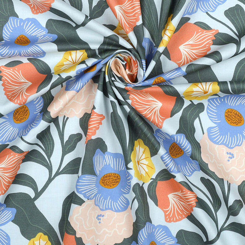 Gasa de algodón con flores exuberantes | Nerida Hansen – azul baby,  image number 4