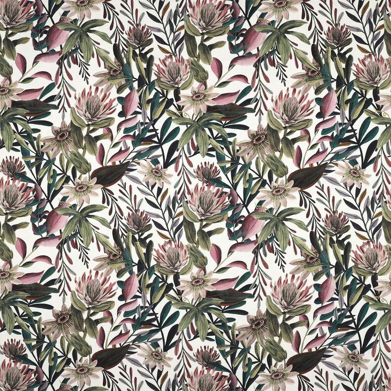 Tela decorativa Lona Flores adornadas &ndash; marfil/pino oscuro,  image number 1