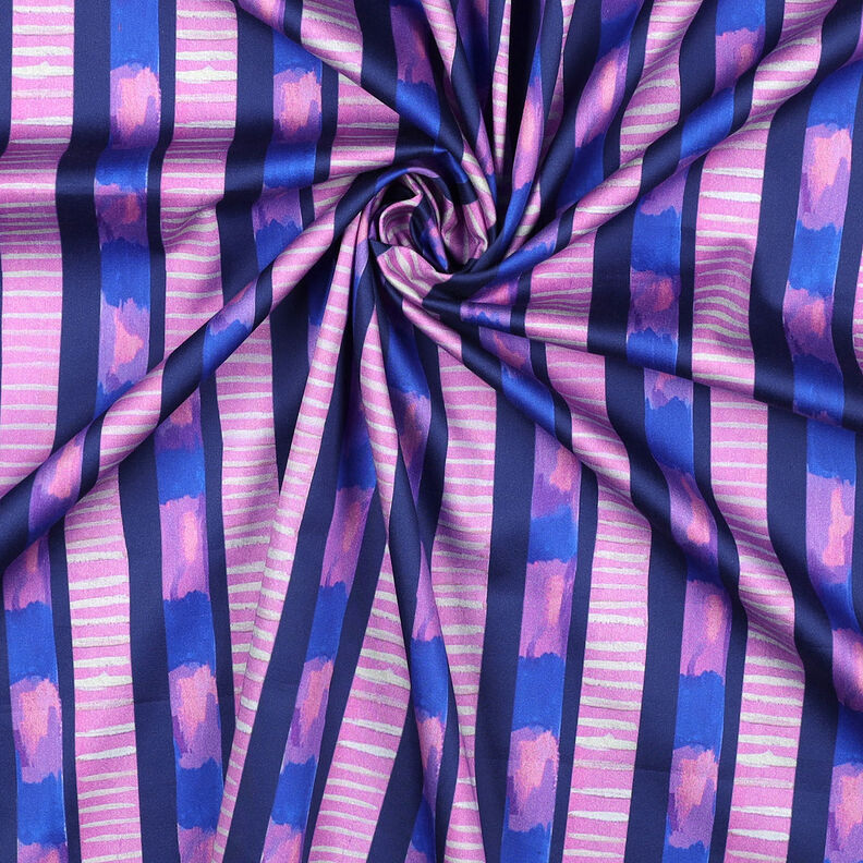 Satén de algodón a rayas | Nerida Hansen – azul marino/pink,  image number 4