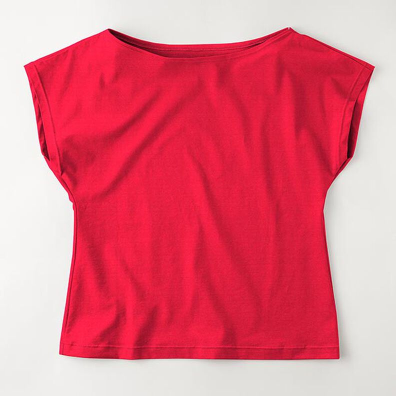 Tela de jersey de algodón Uni mediano – rojo,  image number 8